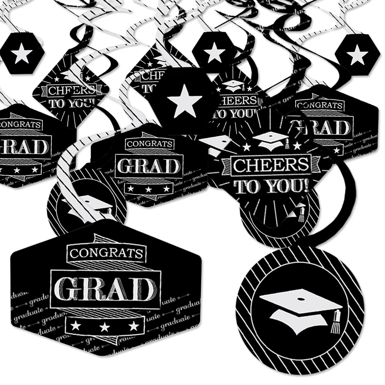 Big Dot of Happiness Graduation Cheers - Graduation Decorations Hanging Swirls - Set of 40